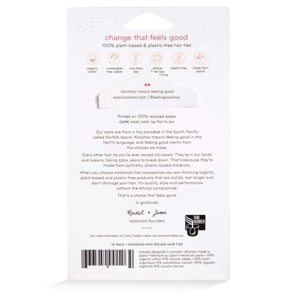 Kooshoo Plastic - Free Round Hair Ties Mini 12 Pack - Black
