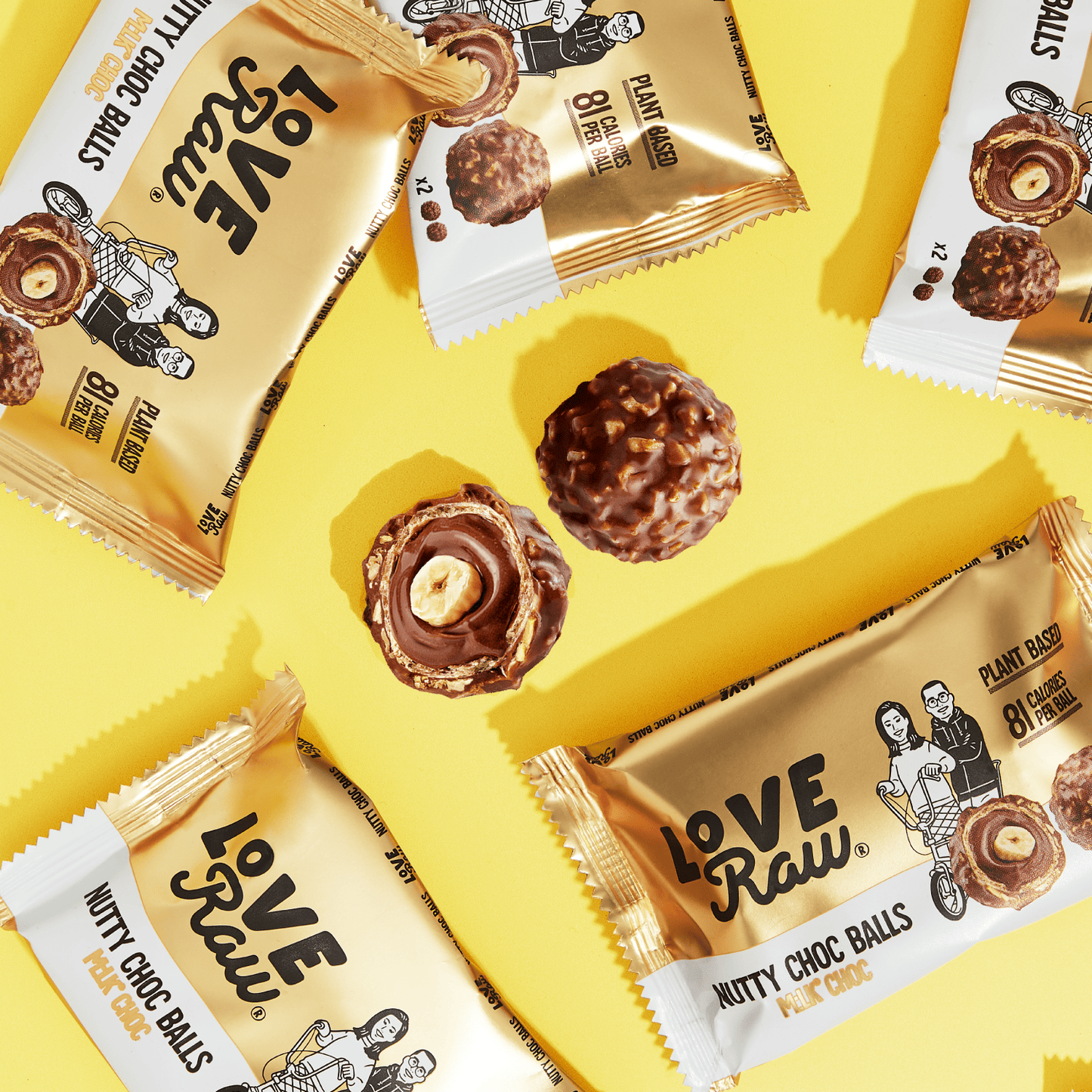 LoveRaw Nutty Choc Balls M:lk Choc 28g