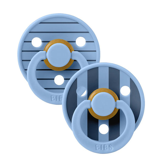 Bibs Round Natural Dummy Pacifier - Studio Collection - Pin Blue
