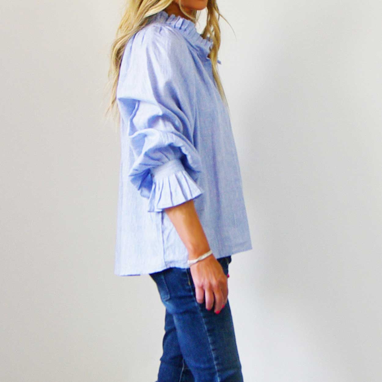 Who's Charlie Sammi Linen Shirt Chambray Blue