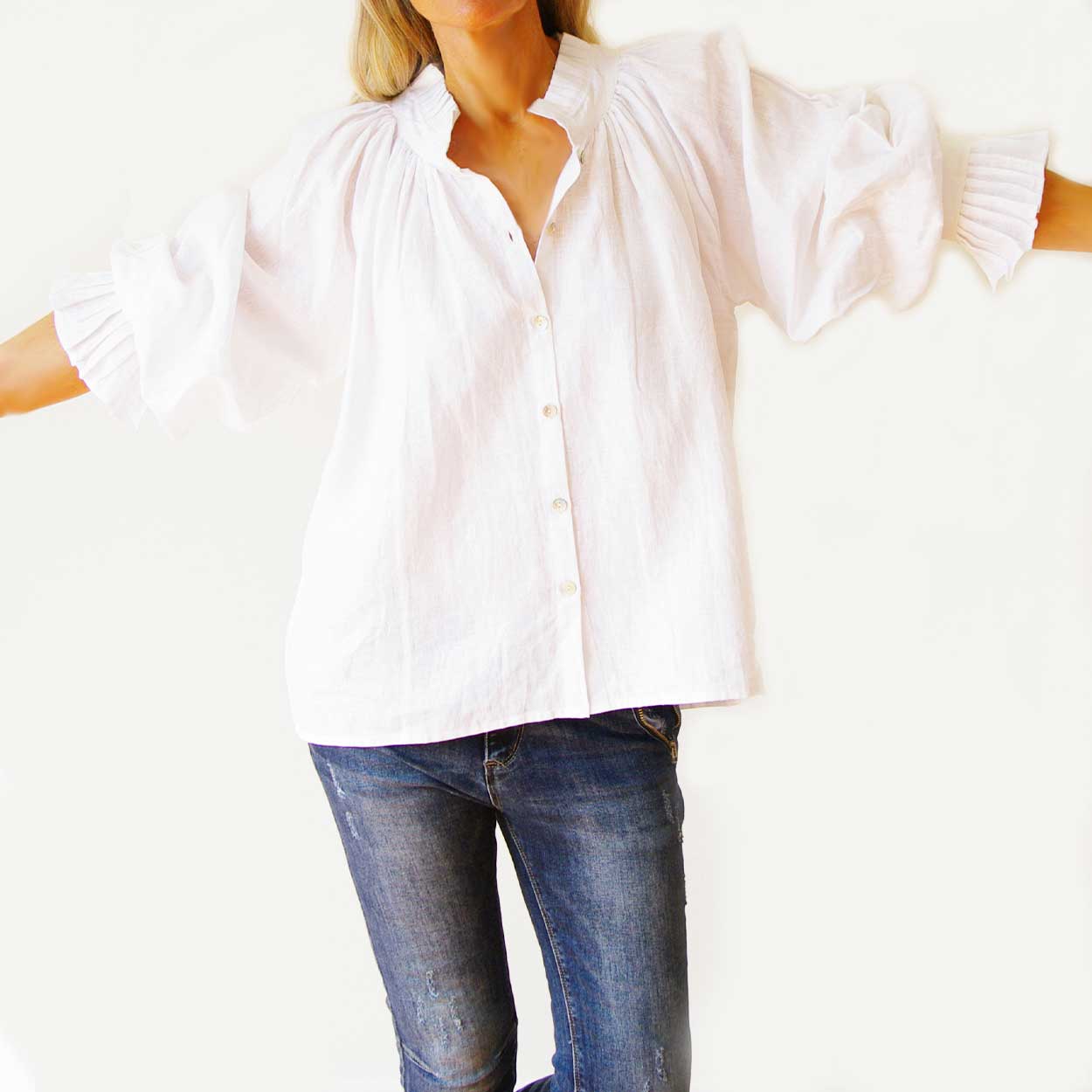 Who's Charlie Sammi Linen Shirt White