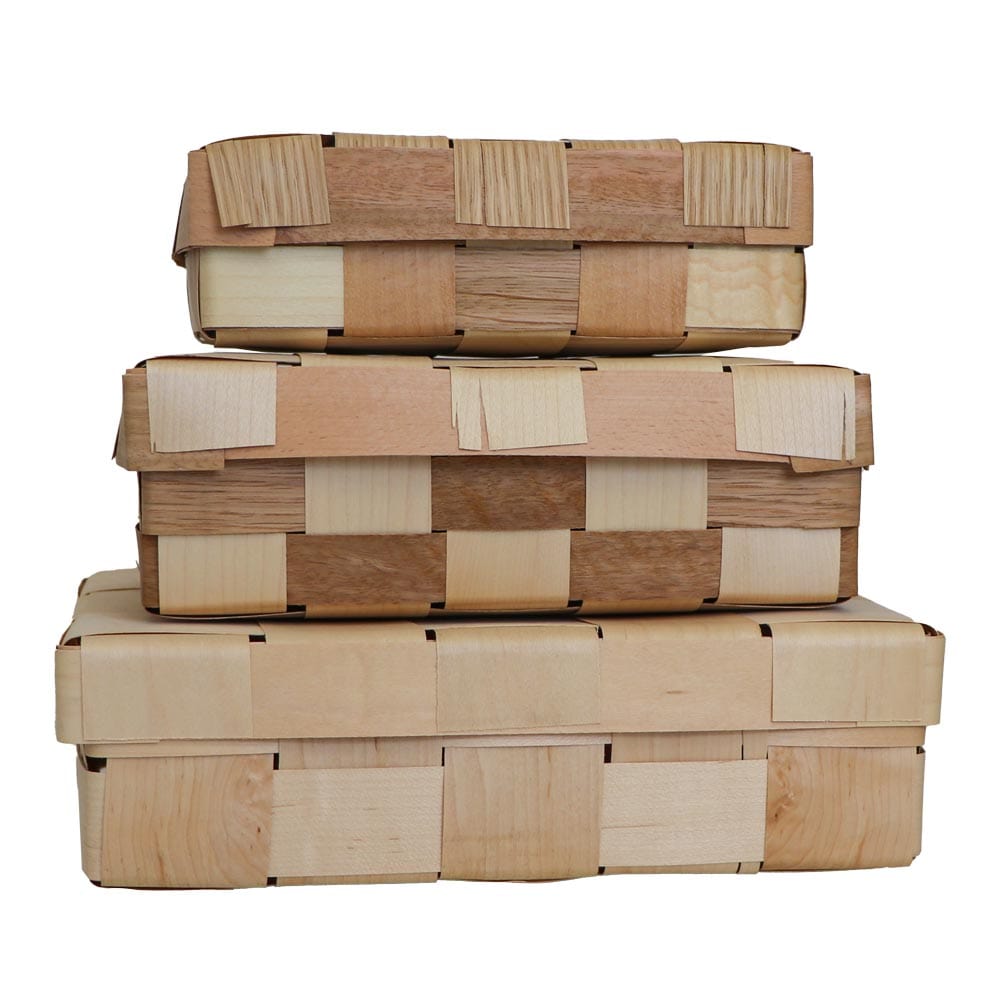 Woven Gift Box With Lid - Set of 3