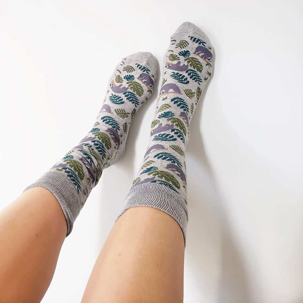 Conscious Step Socks That Protect Sloths - Grey Leaf