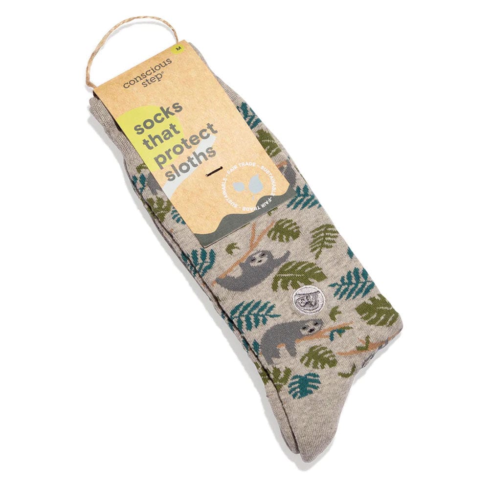 Conscious Step Socks That Protect Sloths - Grey Leaf