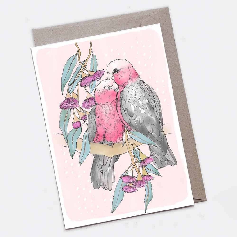 Earth Greetings Card - Galah Snuggles