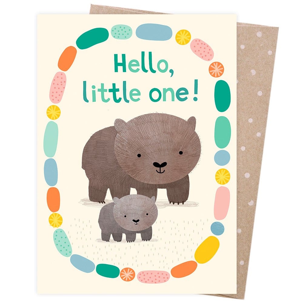 Earth Greetings Card - Hello Little One (Welcome Baby Wombat)