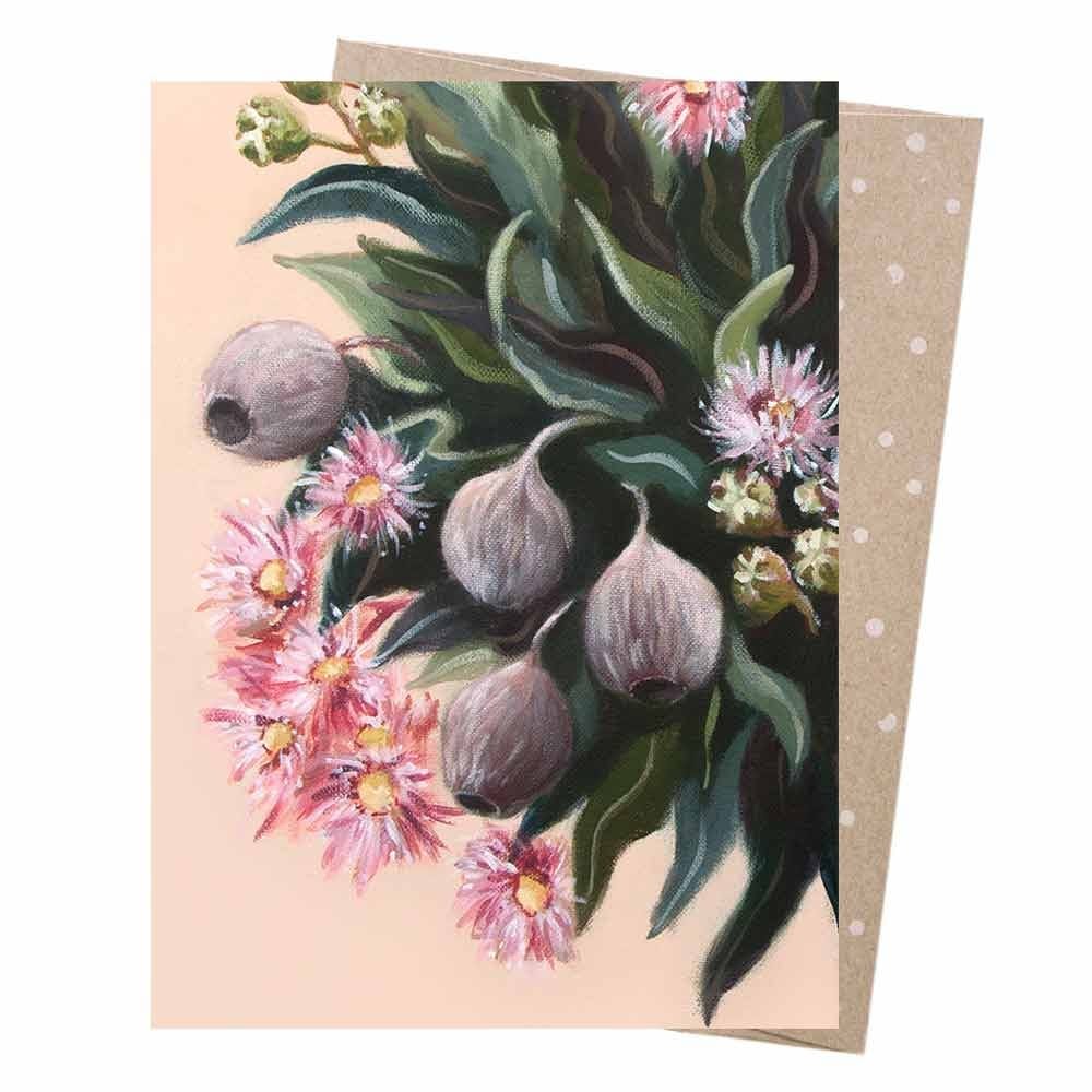 Earth Greetings Card - Pink Gumnuts