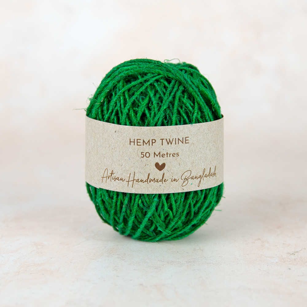 Earth Greetings Fair Trade Handspun Hemp Twine 50m - Green