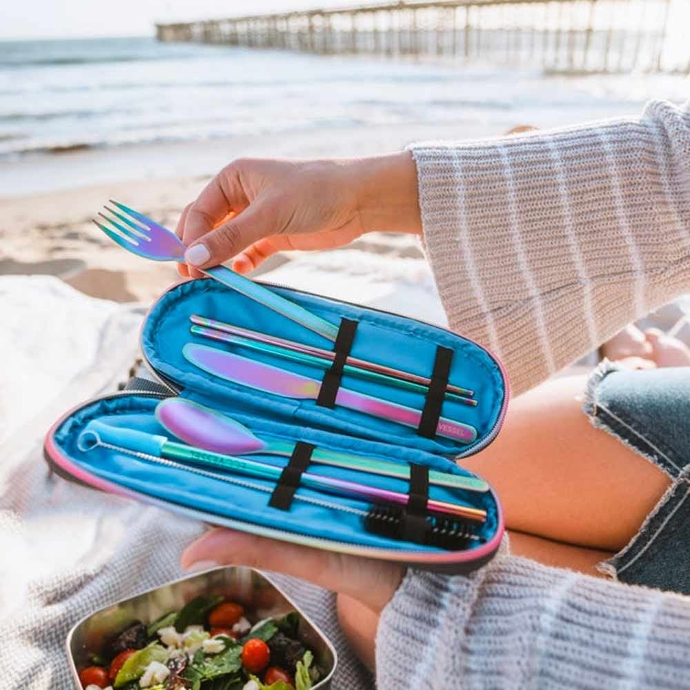 EcoVessel 6 Piece Stainless Steel Utensil Set - Over the Rainbow