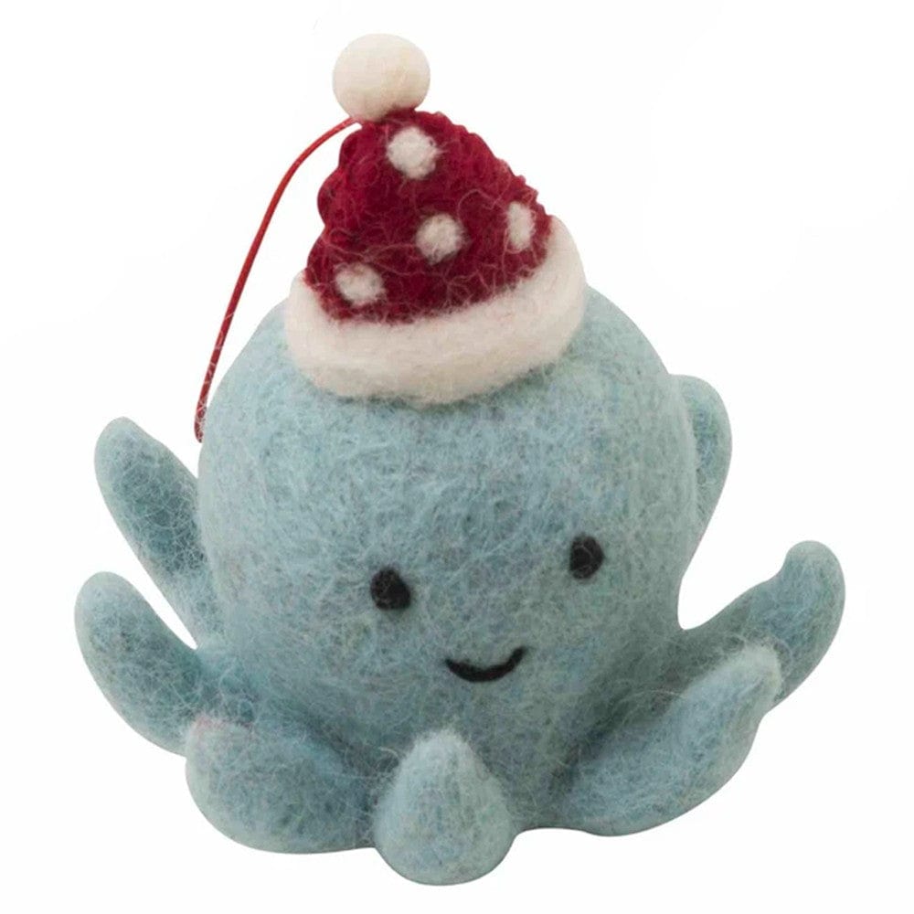 Fairtrade Felt Christmas Decoration - Octopus (with Hat)
