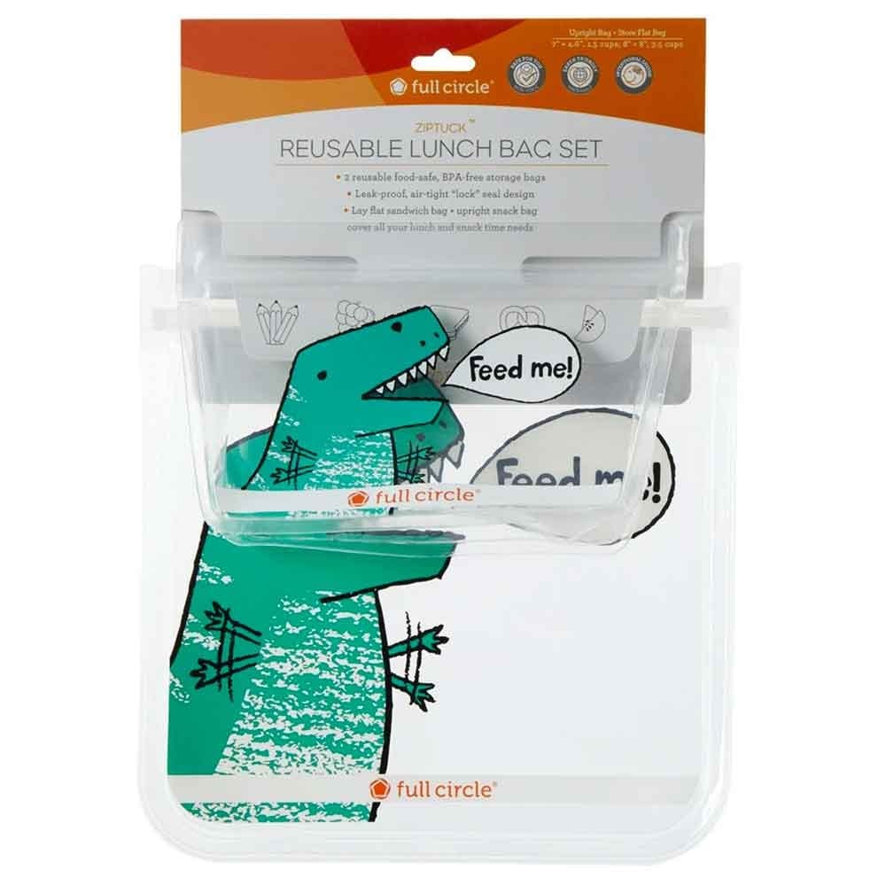 Full Circle ZipTuck Reusable Lunch Bag Set 2pk - Dino