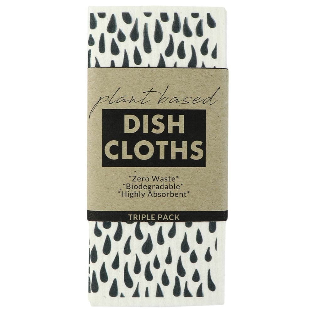 Green Essentials Plant Based Dish Cloths 3pk - Black