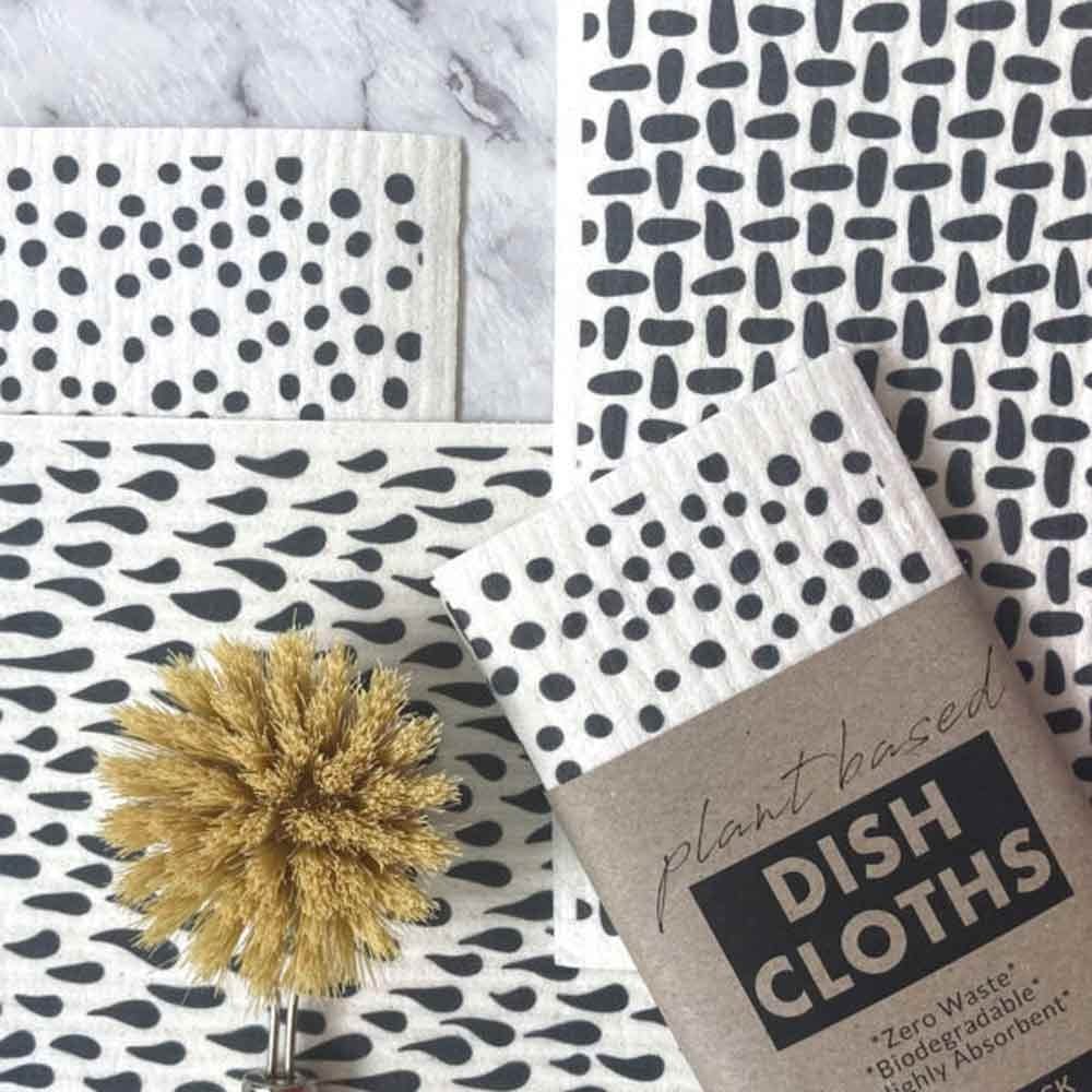 Green Essentials Plant Based Dish Cloths 3pk - Black