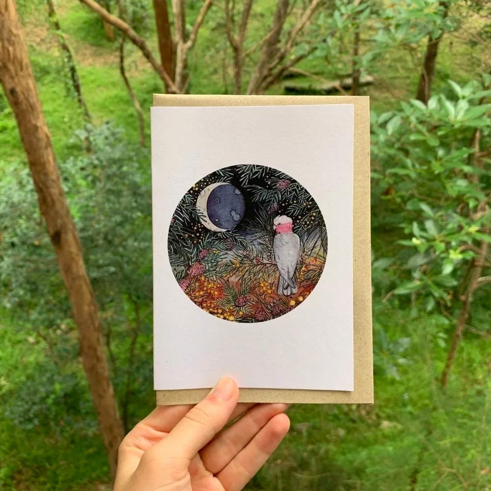 Ingrid Bartkowiak Art Card - Galah at Twilight