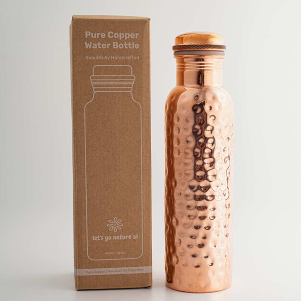 Let's Go Nature'al Copper Water Bottle 950ml - Traditional Hammered