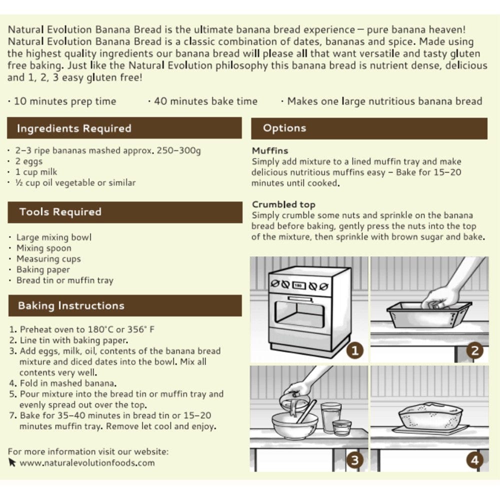 Natural Evolution Banana Bread Mix - 435g