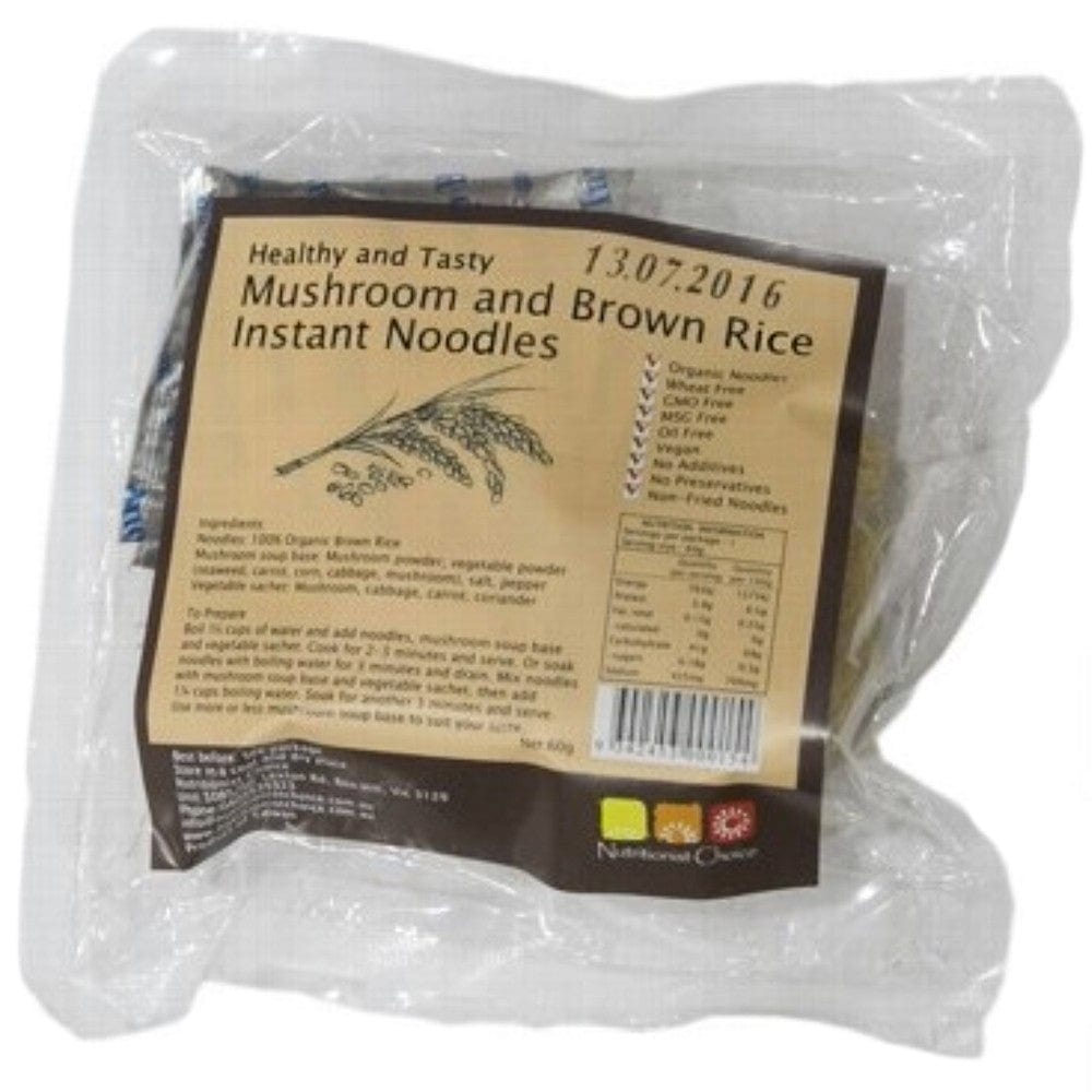 Nutritionist Choice Instant Brown Rice Noodles 60g - Mushroom