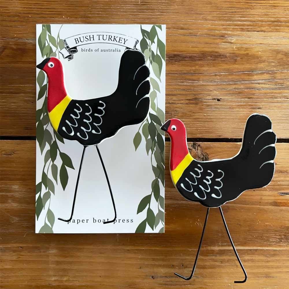 Paper Boat Press Ceramic Magnet - Bush Turkey
