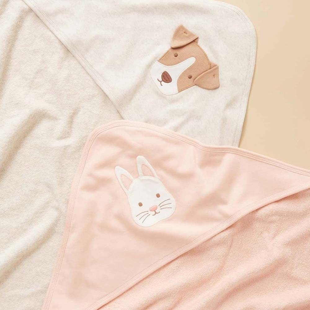 Purebaby Hooded Bunny Towel - Peach