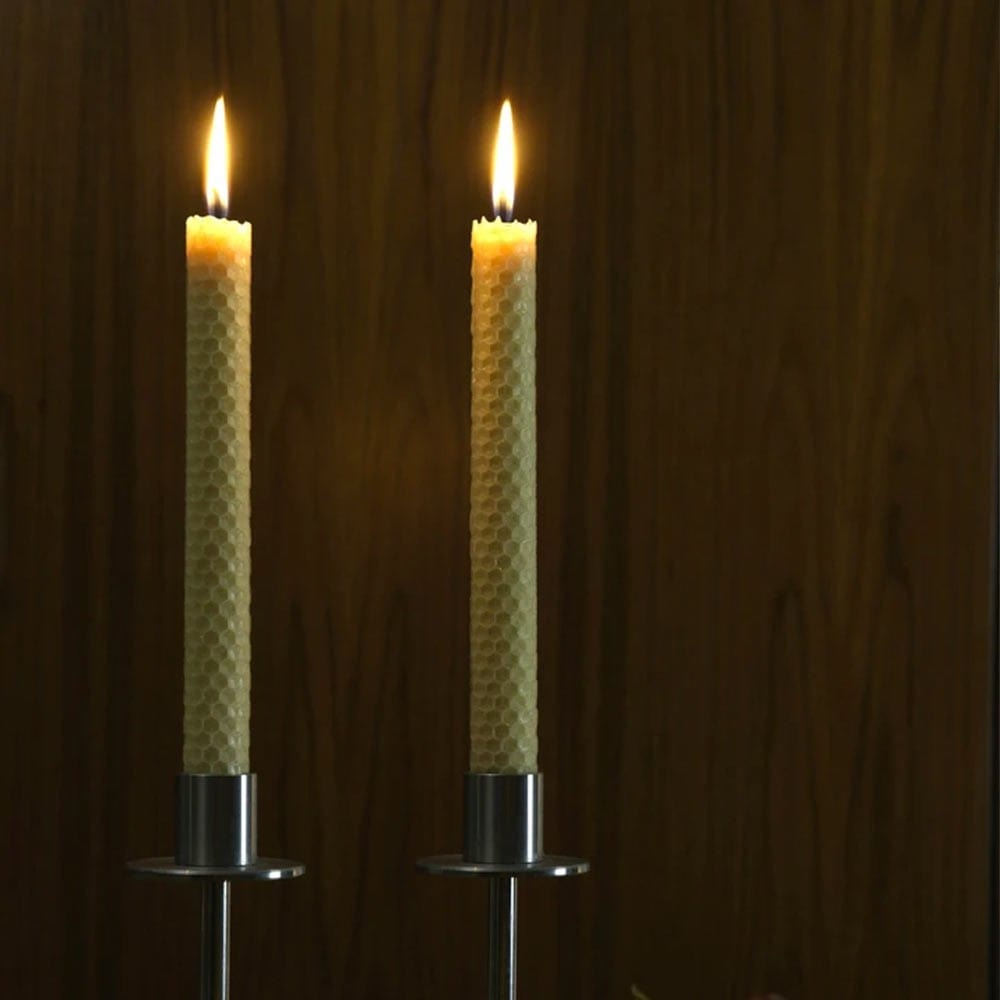 Queen B Hand Rolled Honeycomb Taper Candles 4pk - 20cm/6hr Burn Time