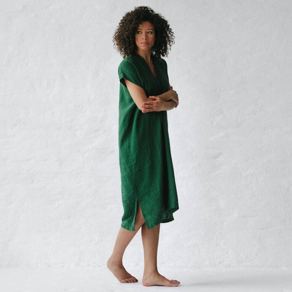 Seaside Tones V Neck Dress Green