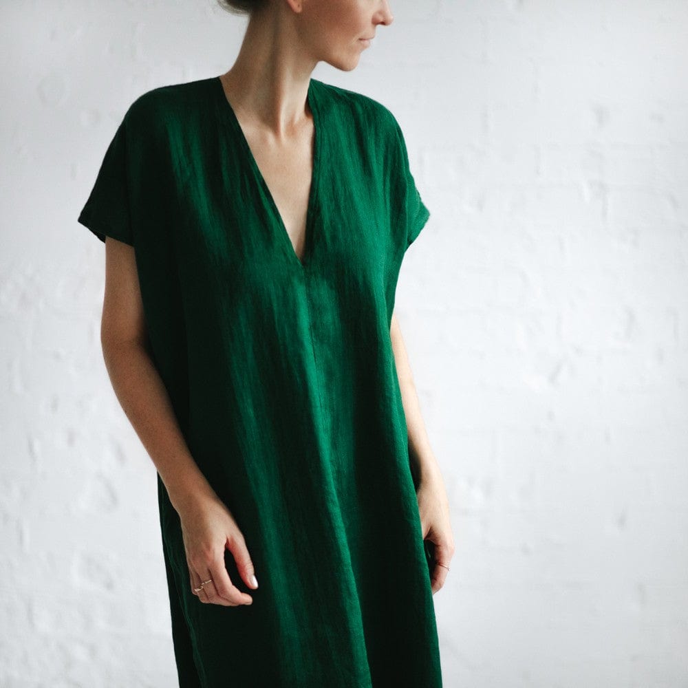 Seaside Tones V Neck Dress Green
