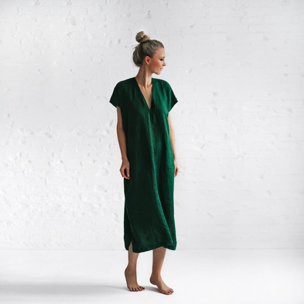 Seaside Tones V Neck Dress Green