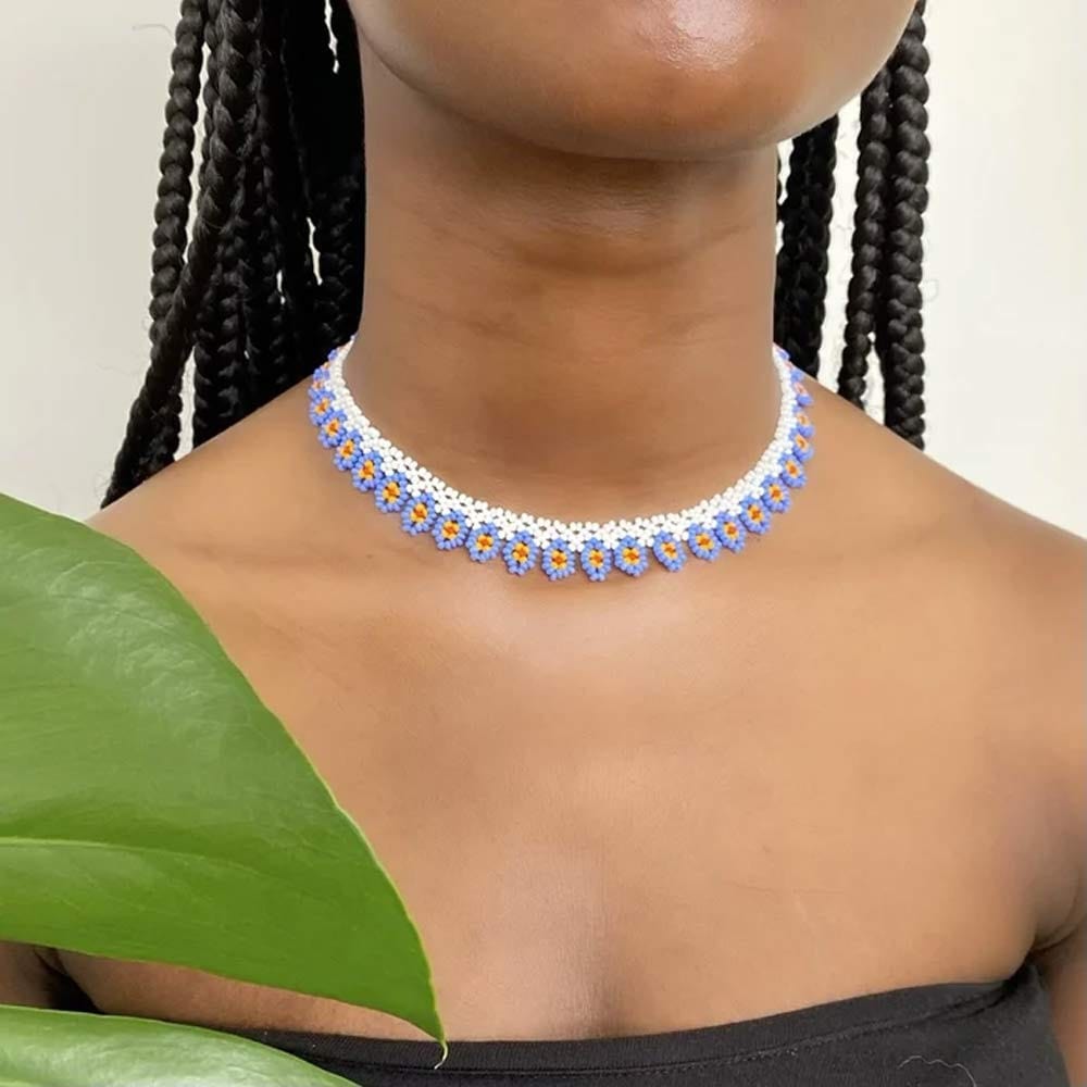 SEDA Collective Flower Choker No.04 - White & Sky