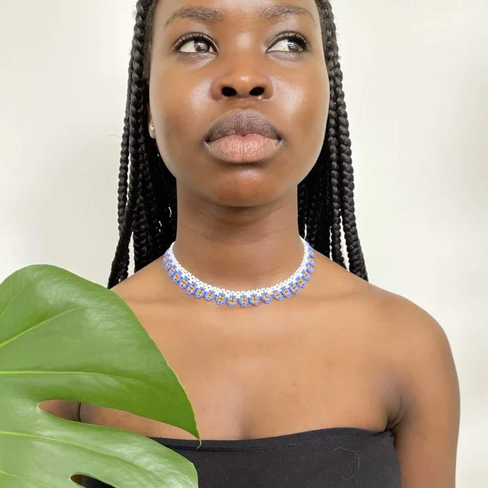 SEDA Collective Flower Choker No.04 - White & Sky