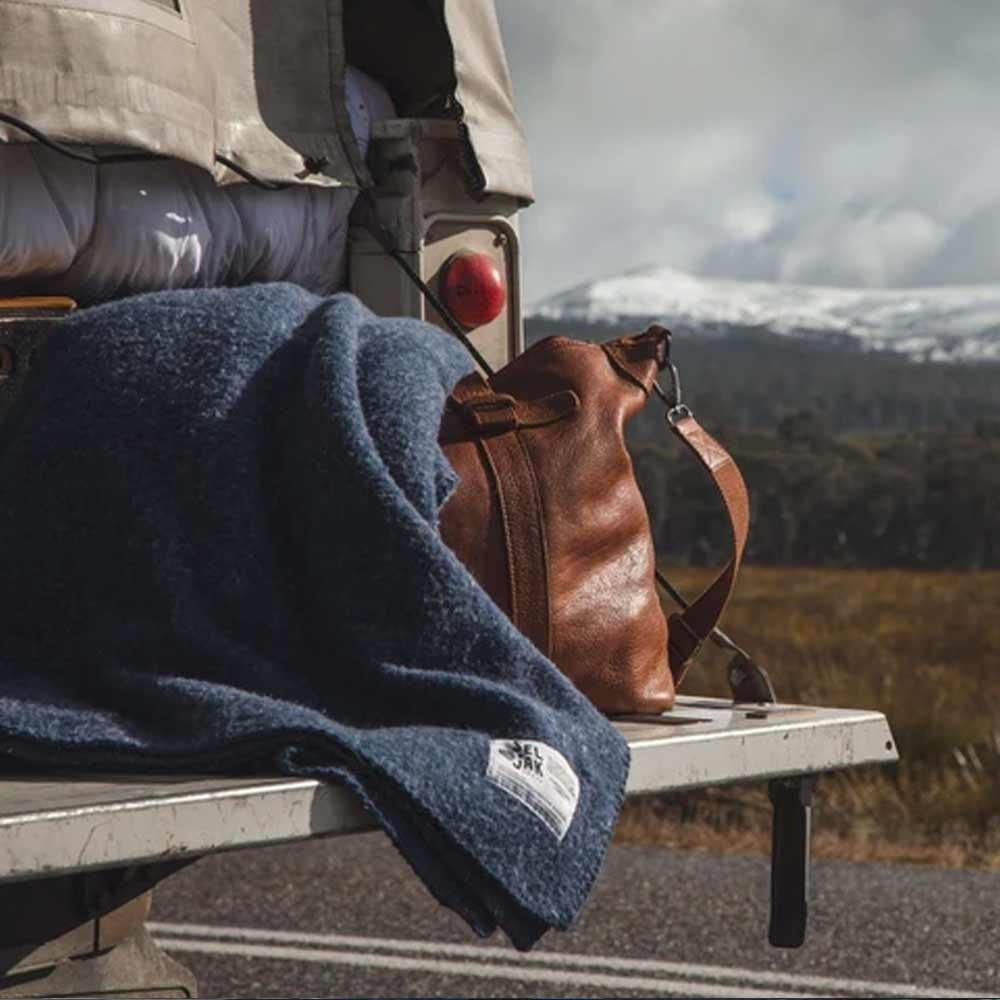Seljak Recycled Wool Blanket - Whipstitch Indigo