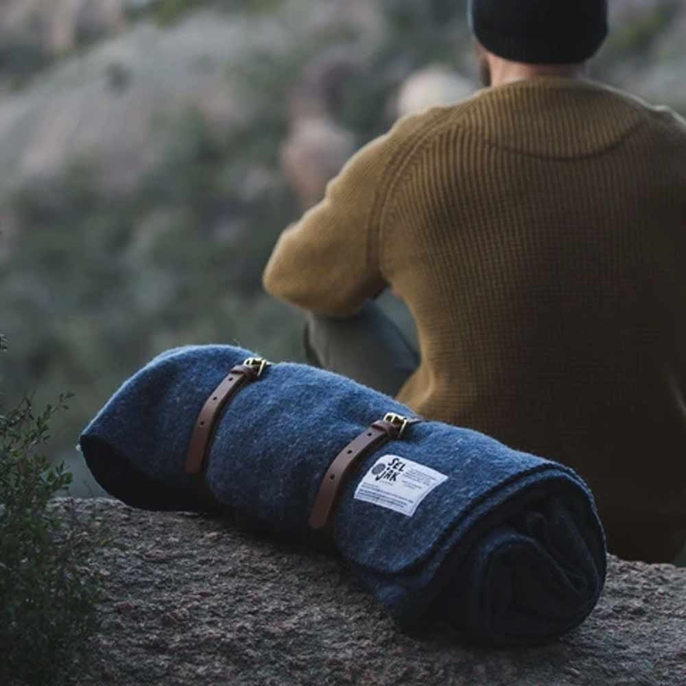 Seljak Recycled Wool Blanket - Whipstitch Indigo