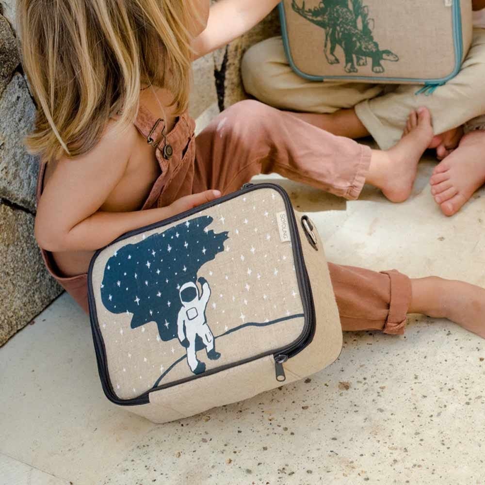 SoYoung Raw Linen Insulated Lunch Box - Spaceman