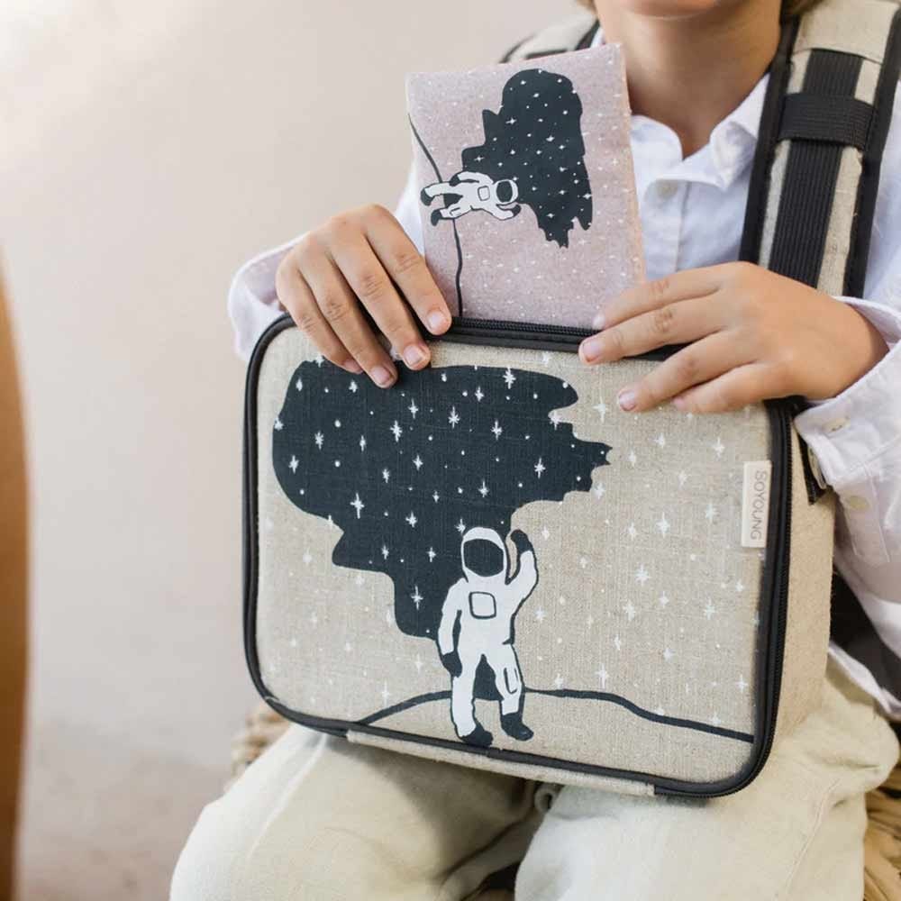 SoYoung Raw Linen Insulated Lunch Box - Spaceman