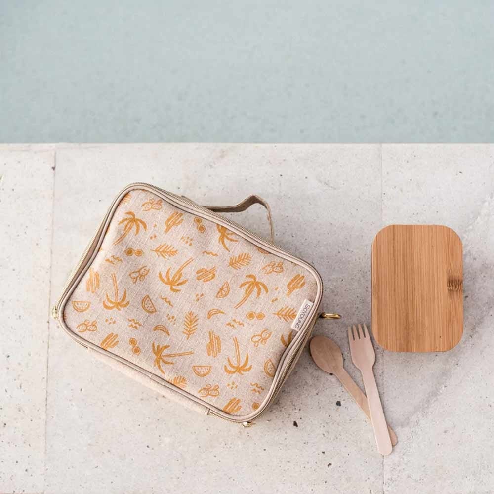 SoYoung Raw Linen Insulated Lunch Box - Sunkissed