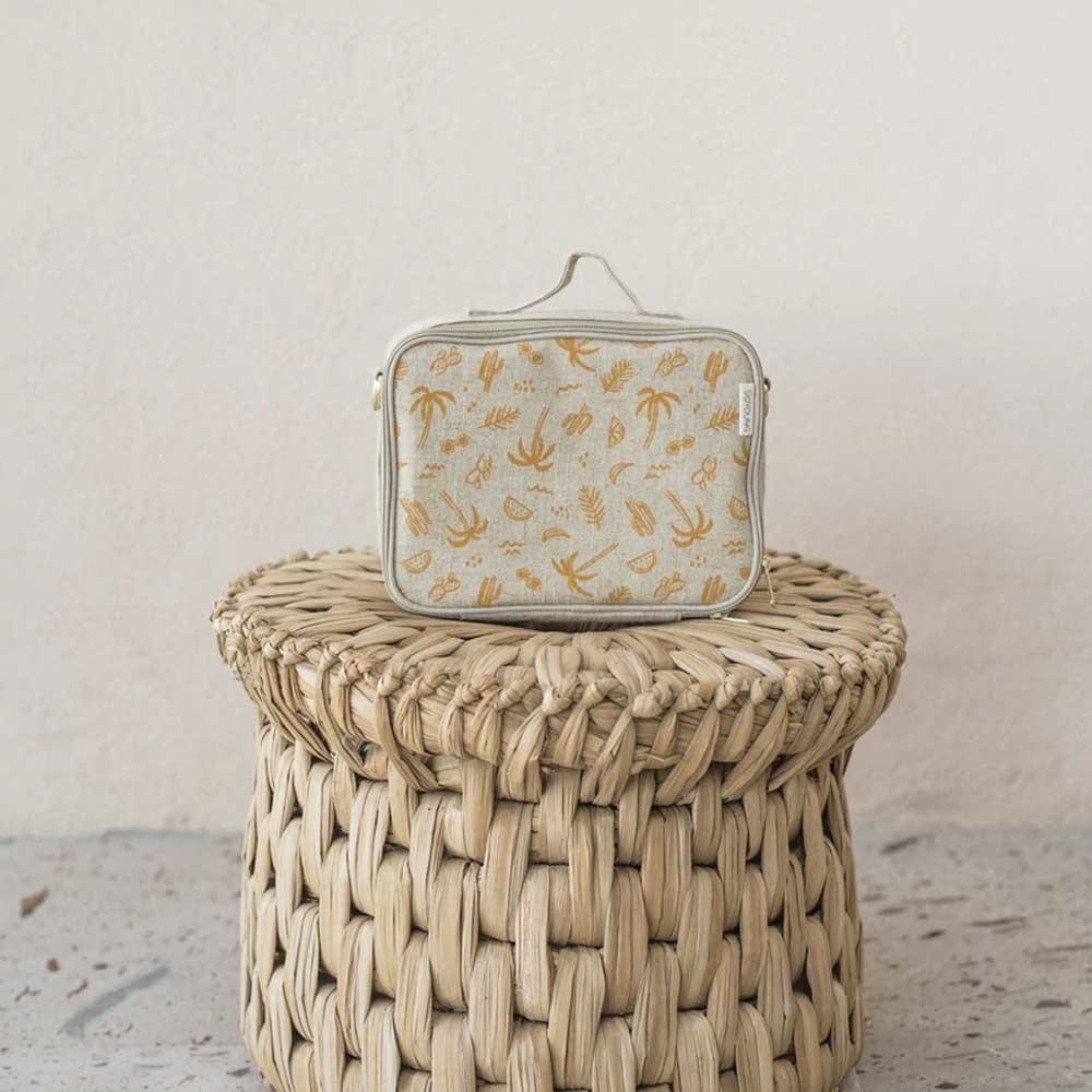 SoYoung Raw Linen Insulated Lunch Box - Sunkissed