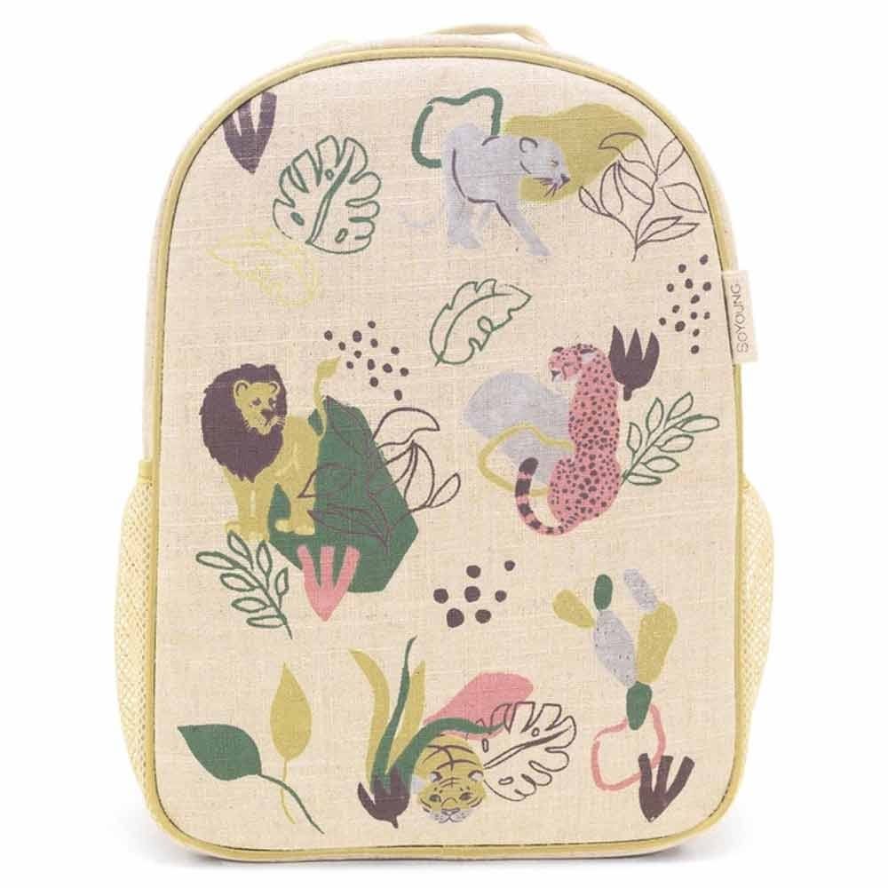 SoYoung Raw Linen Toddler Backpack - Jungle Cats