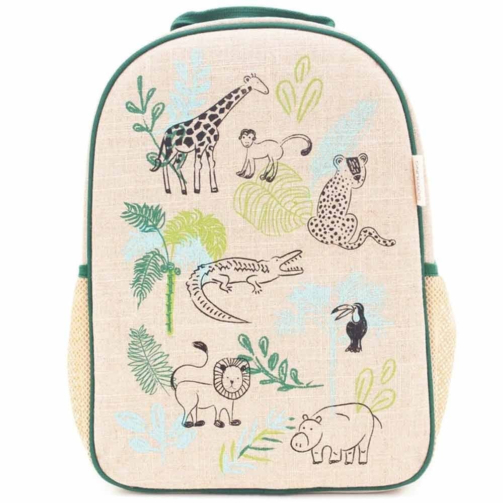 SoYoung Raw Linen Toddler Backpack - Safari Friends