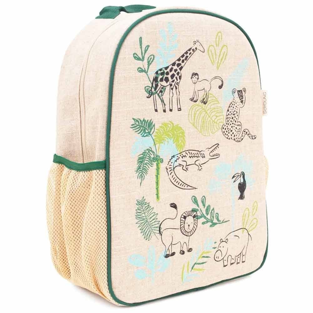 SoYoung Raw Linen Toddler Backpack - Safari Friends