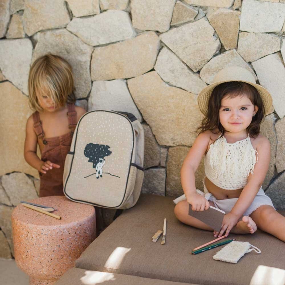 SoYoung Raw Linen Toddler Backpack - Spaceman