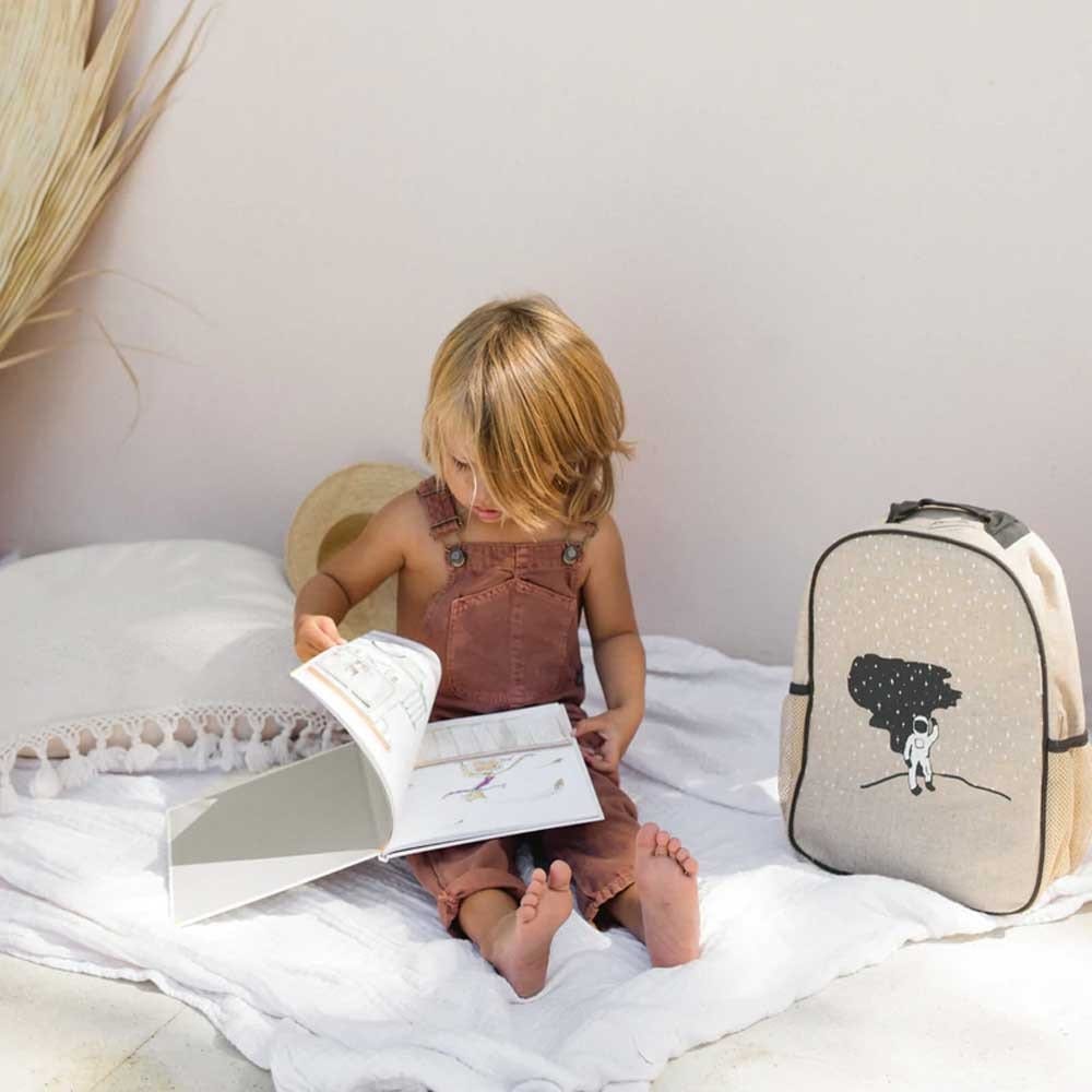 SoYoung Raw Linen Toddler Backpack - Spaceman