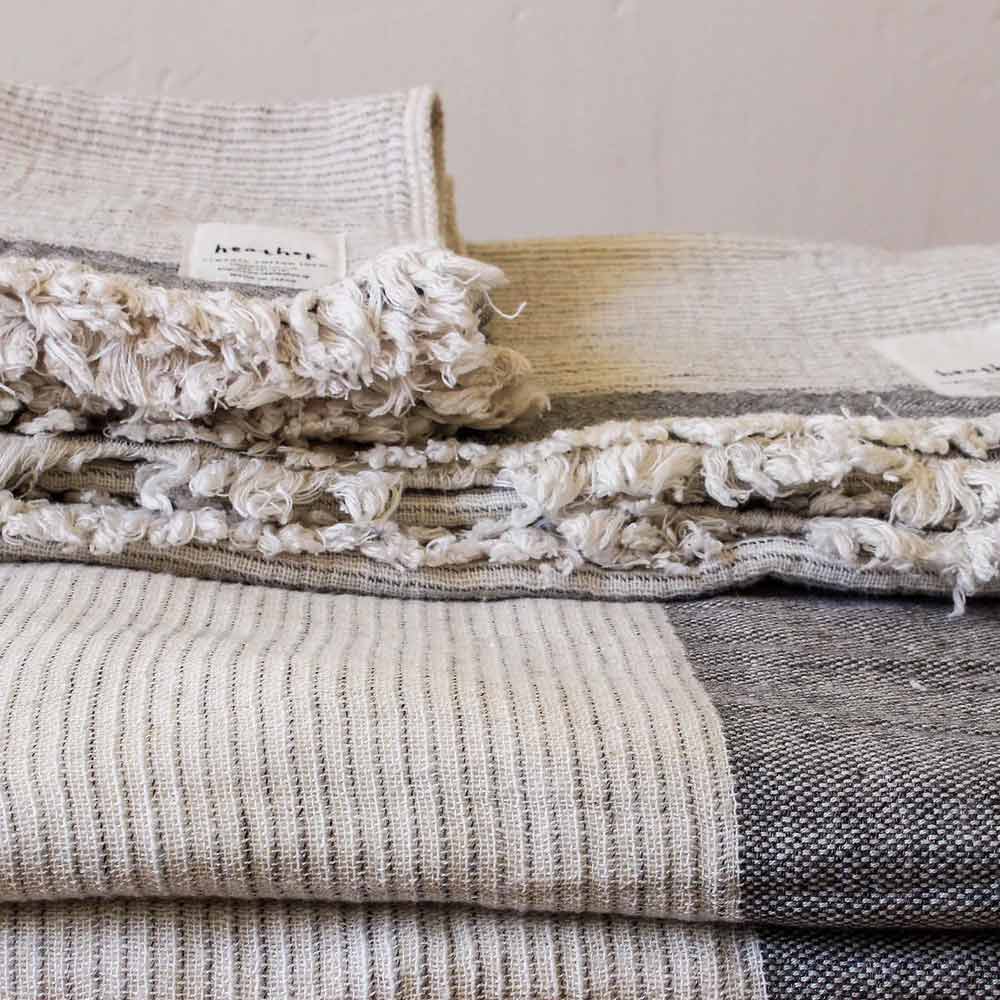 Ten i Muhou Heather Stripe Bath Towel - Beige