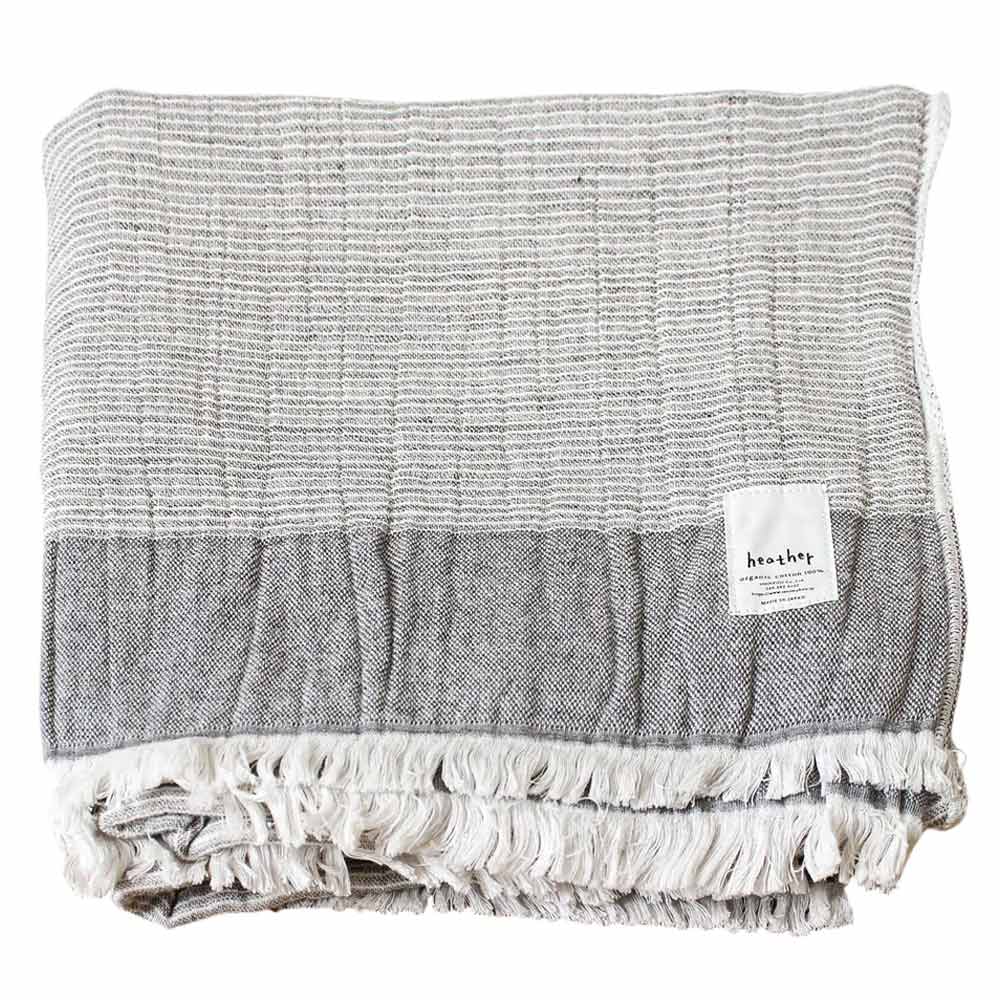 Ten i Muhou Heather Stripe Bath Towel - Grey
