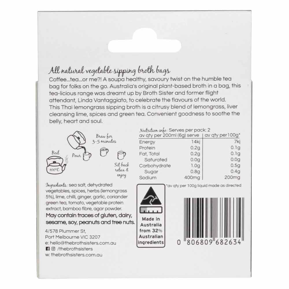 The Broth Sisters Vegetable Sipping Broth Bags 2pk - Thai Lemongrass