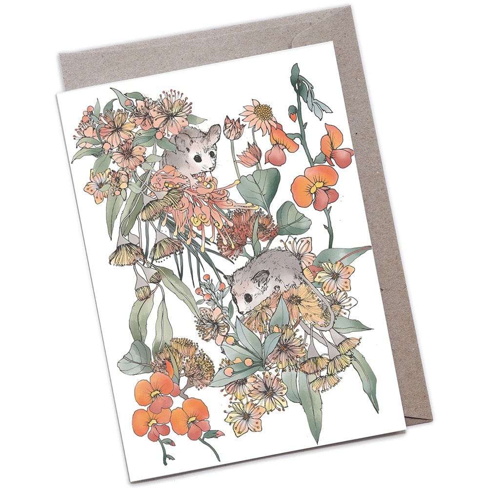 The Scenic Route Large A5 Greeting Card - Pygmy Possums