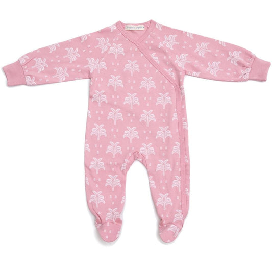 100% Organic Cotton Crossover Baby Sleepsuit with Feet - Blush Pink