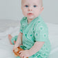 100% Organic Cotton Summer Short Sleeve Crossover Sleepsuit - Dandelions in Mint