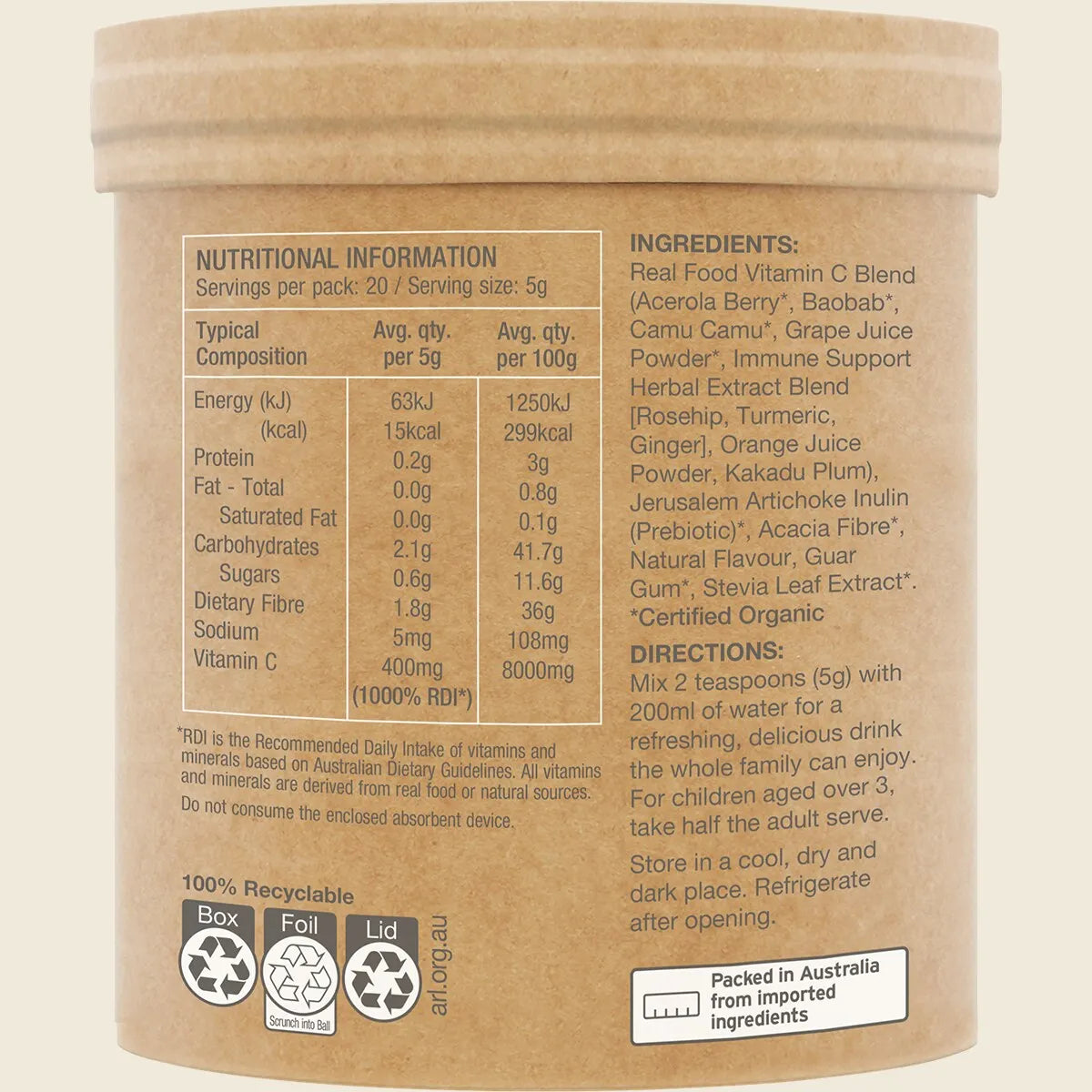 AMAZONIA Raw Organic Vitamin C Passionfruit 100g