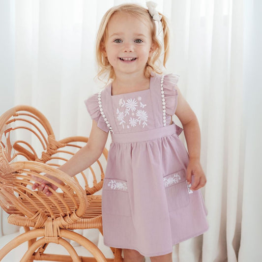 Aster & Oak Orchid Daisy Embroidered Dress