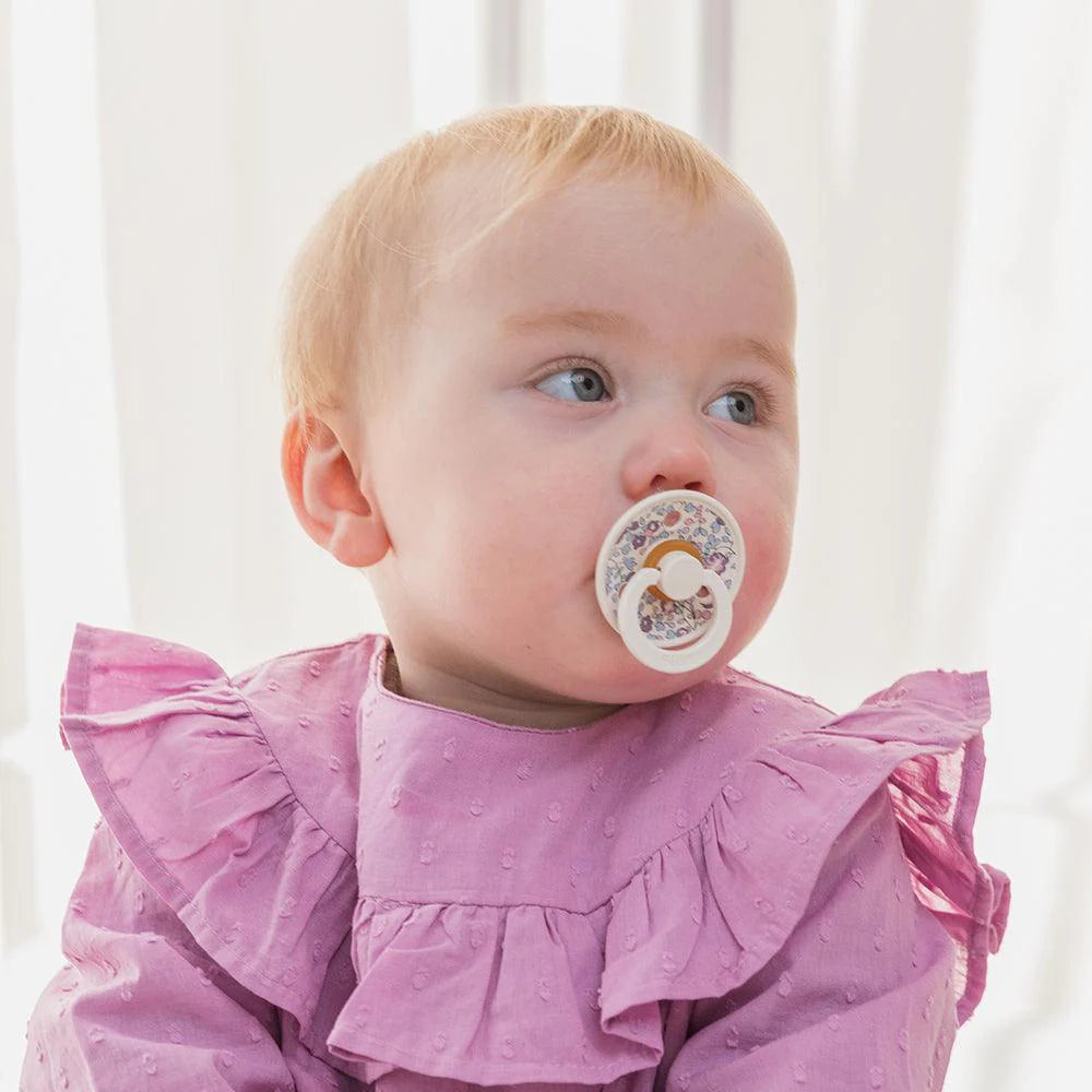 Bibs Round Natural Dummy Pacifier - Liberty Collection - Eloise/Blush