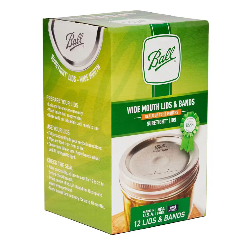 Ball Mason Wide Mouth Canning Lid with Band - Pack of 12